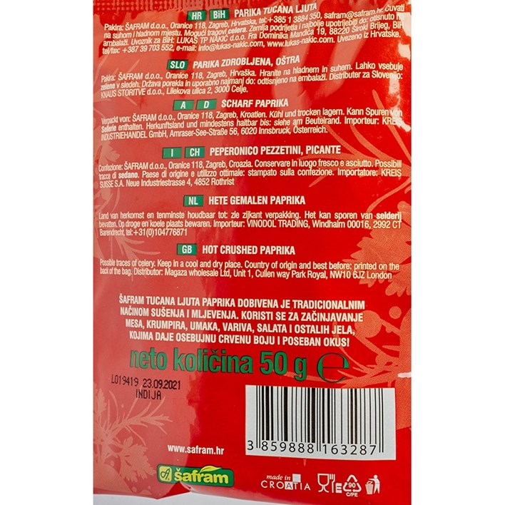 ZAČIN PAPRIKA TUCANA LJUTA 50g ŠAFRAM