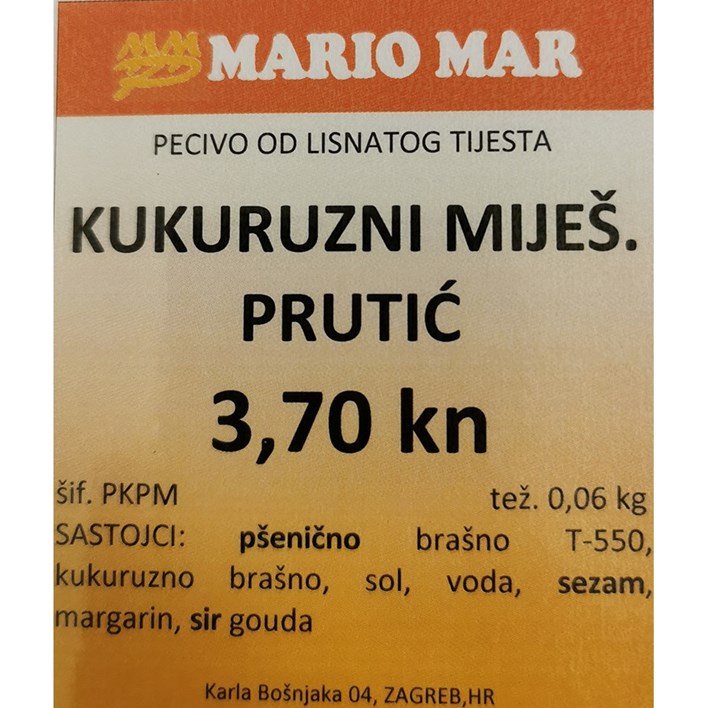 PECIVO KIKURUZNI PRUTIĆ 0,06kg MARIO MAR