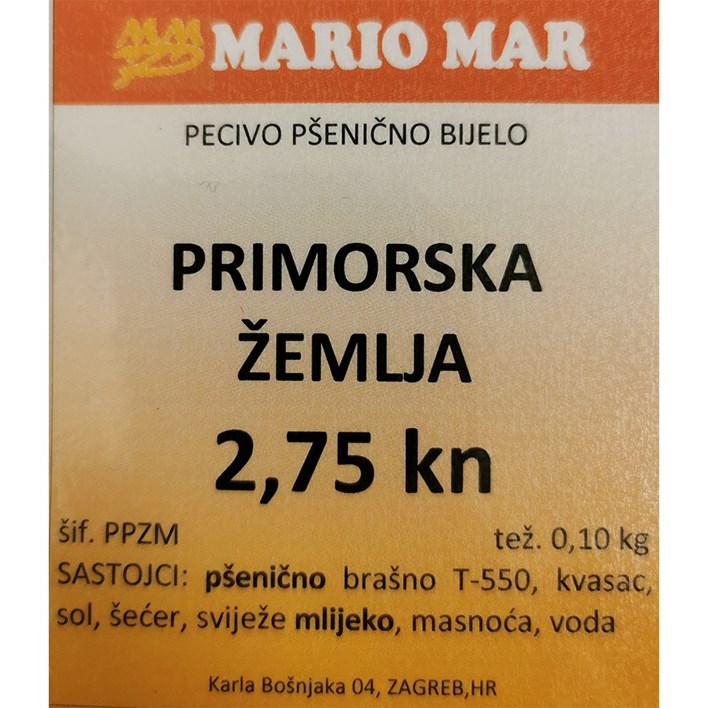 PECIVO PRIMORSKA ŽEMLJA 0,10kg MARIO MAR