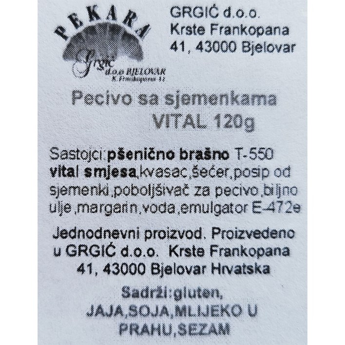 PECIVO SOVITAL BIO 120G GRGIĆ