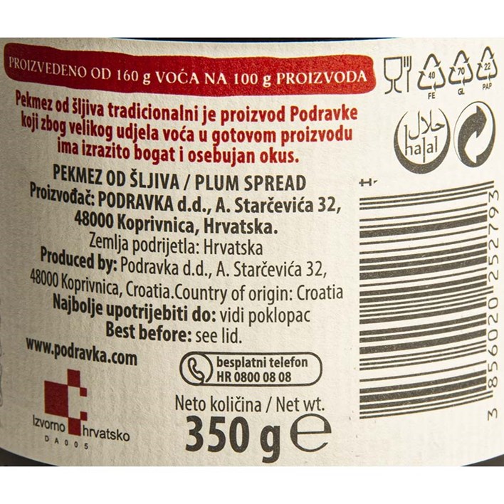 PEKMEZ OD ŠLJIVA 350g PODRAVKA