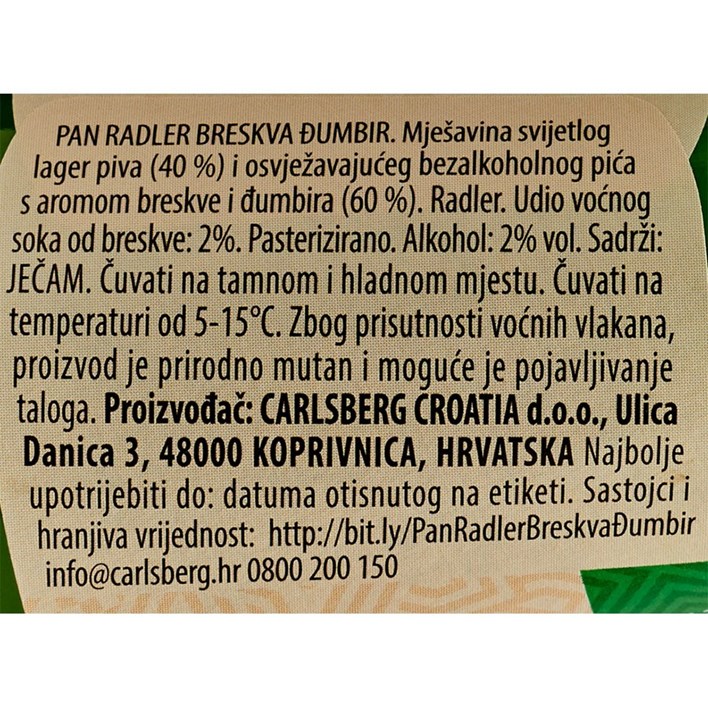 PIVO PAN RADLER BRESKVA ĐUMBIR 0,5l POVRATNA BOCA CARLSBERG