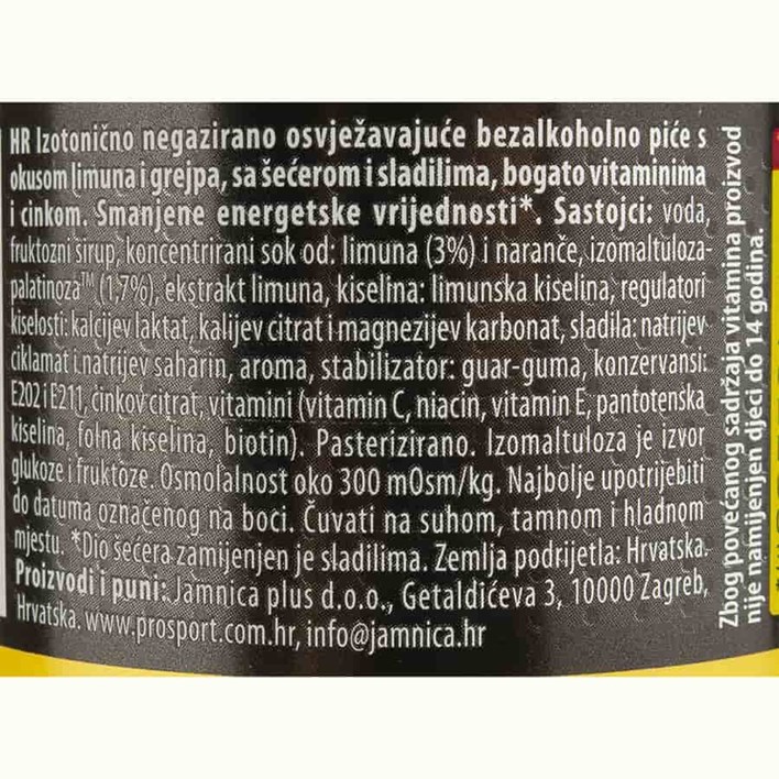 PRO SPORT IZOTONIK LIMUN GREJP 0,75l JAMNICA