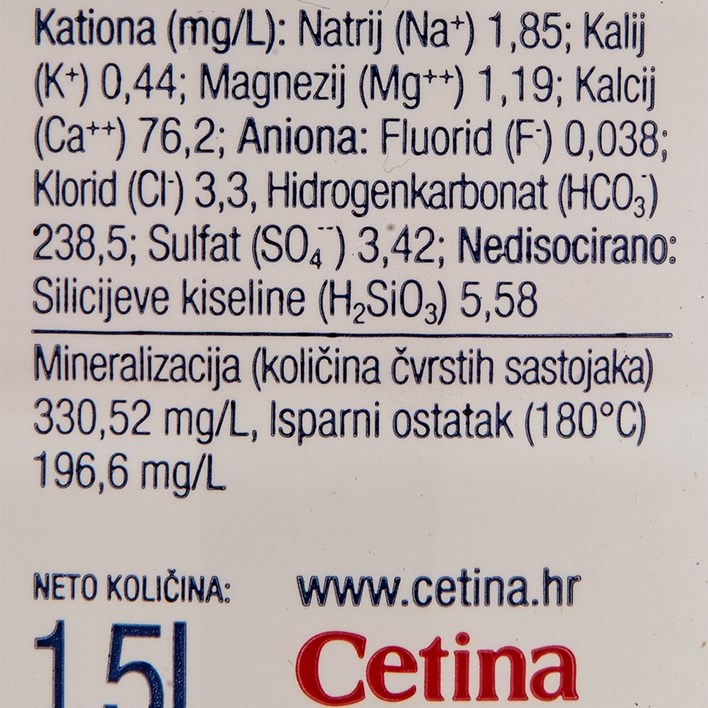 VODA PRIRODNA NEGAZIRANA CETINA 1,5l PVC NATURALIS