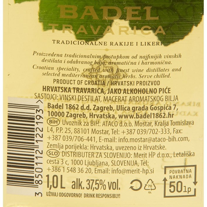 RAKIJA TRAVARICA 1l BADEL