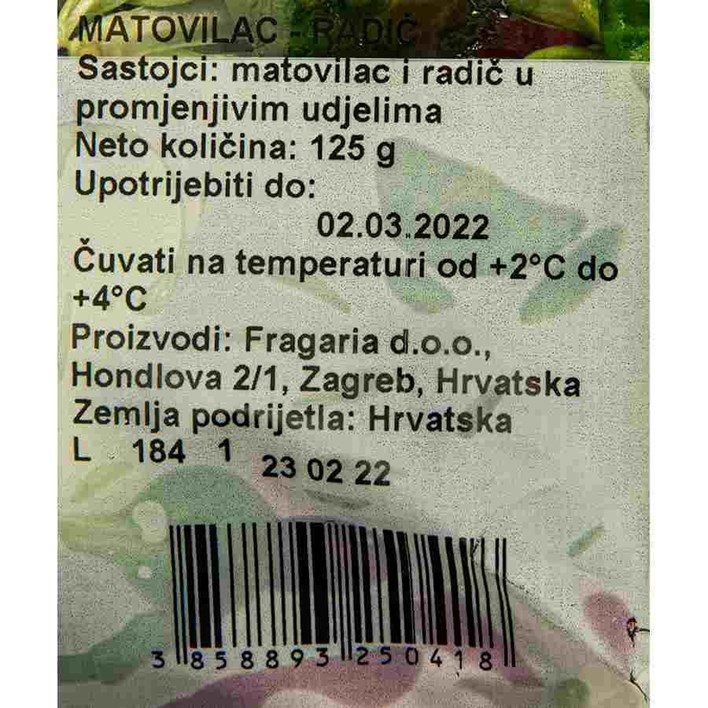 SALATA MATOVILAC RADIČ 125g FRAGARIA