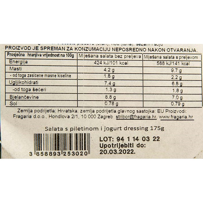 SALATA PILETINA 175g FRAGARIA