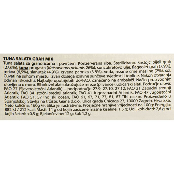 SALATA TUNA BEAN MIX 160g GIANA