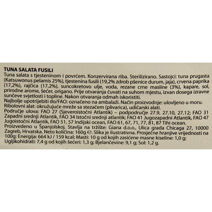 SALATA TUNA FUSILLI 160g GIANA