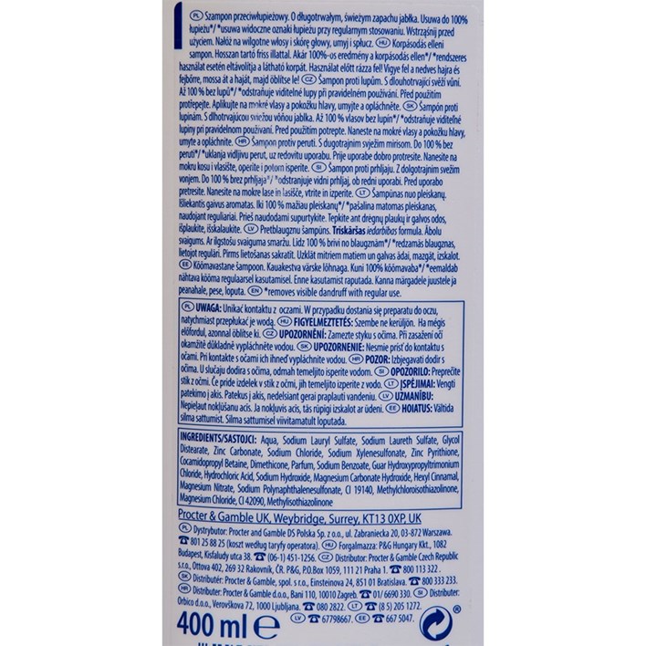 ŠAMPON HEAD & SHOULDERS APPLE FRESH 400ml