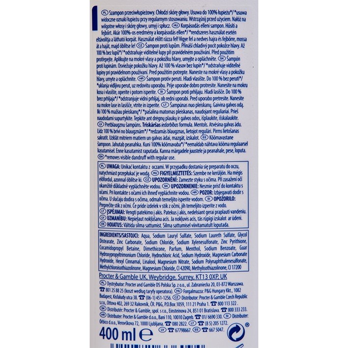 ŠAMPON HEAD & SHOULDERS HLADI I OSVJEŽAVA 400ml ORBICO