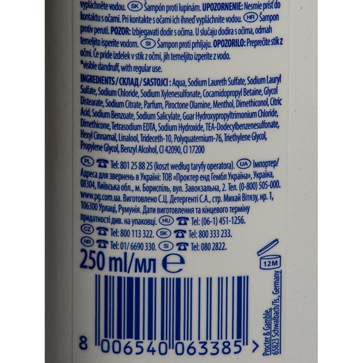 ŠAMPON ZA KOSU HEAD & SHOULDERS MENTOL 250ml ORBICO