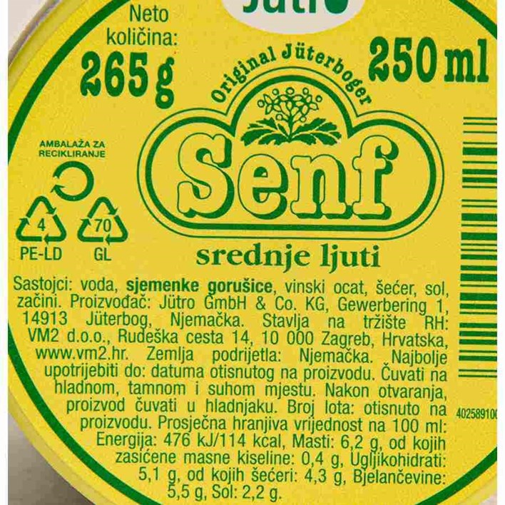 SENF JUTRO ČAŠA 250ml VM2