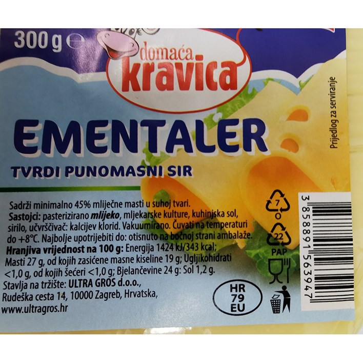 SIR DOMAĆA KRAVICA EMENTALER 300g ZDENKA ULTRA