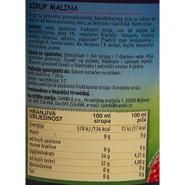 SIRUP LAGUNA MALINA 1l SAMBI
