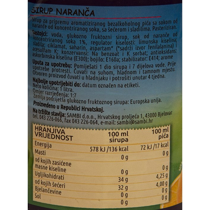 SIRUP LAGUNA NARANČA 1l SAMBI