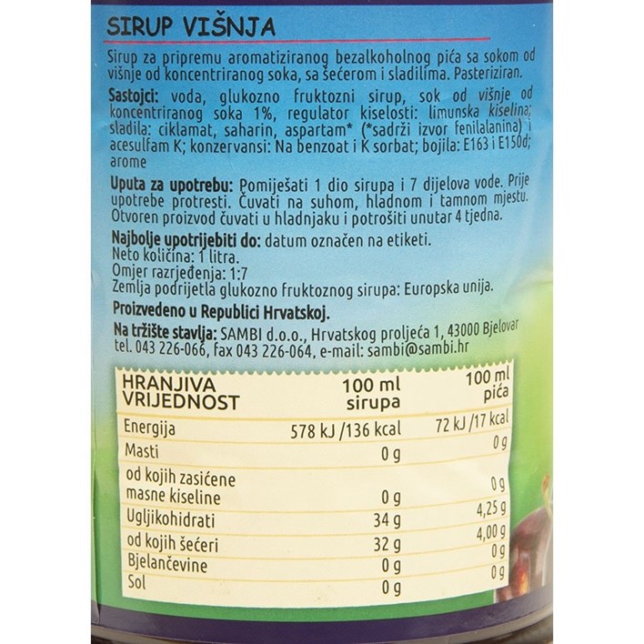 SIRUP LAGUNA VIŠNJA 1l SAMBI