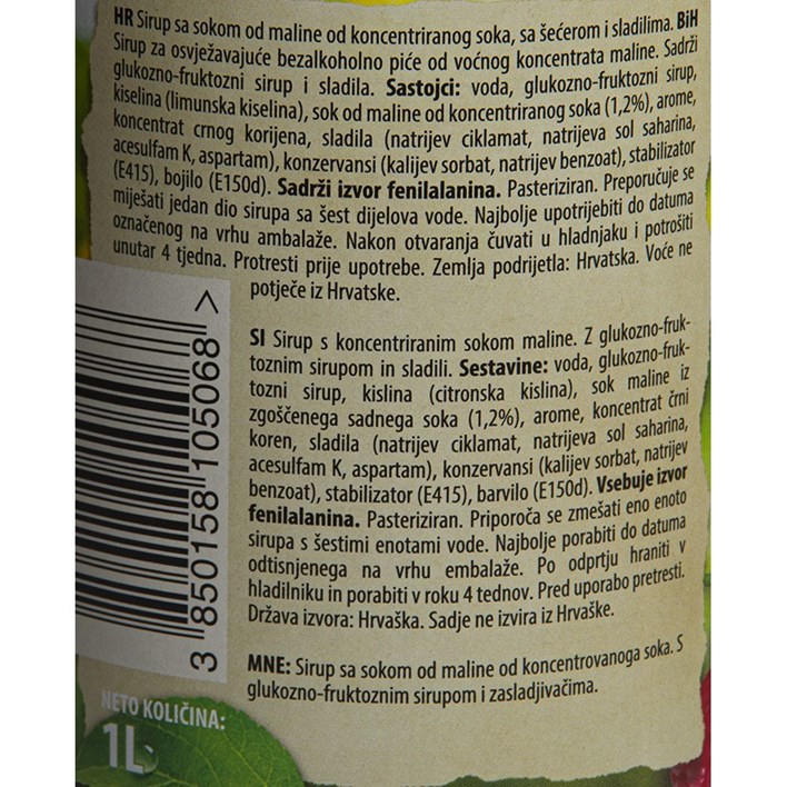 SIRUP MARASKA MALINA 1l AWT