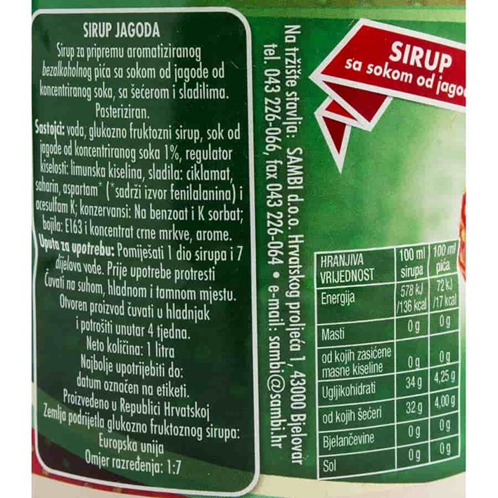 SIRUP PREMIUM JAGODA 1l SAMBI