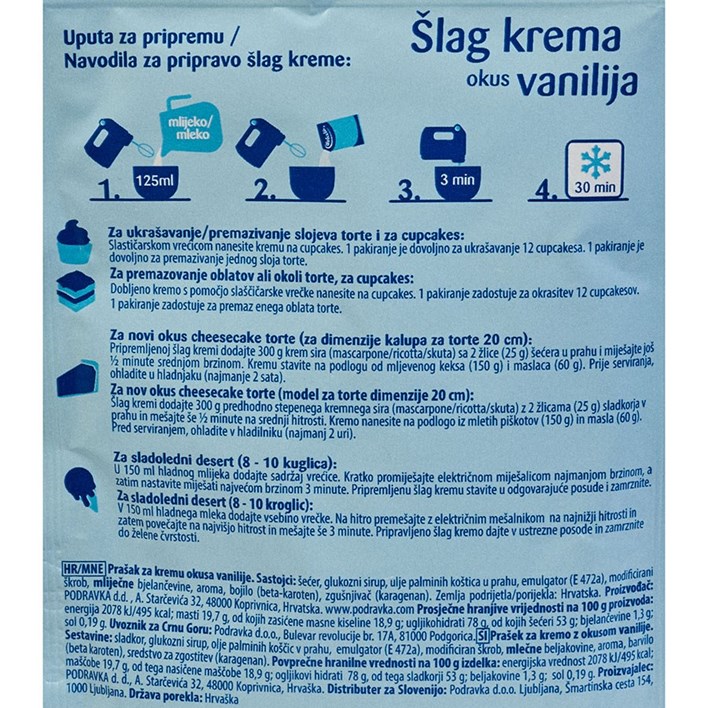 ŠLAG KREMA VANILIJA 45g PODRAVKA