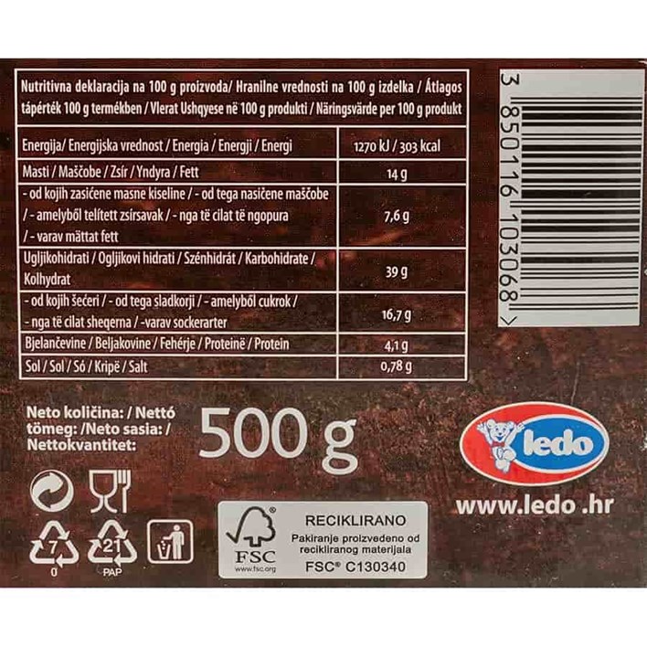 SMRZNUTA SAVIJAČA TAMNA ČOKOLADA VIŠNJA 500g LEDO