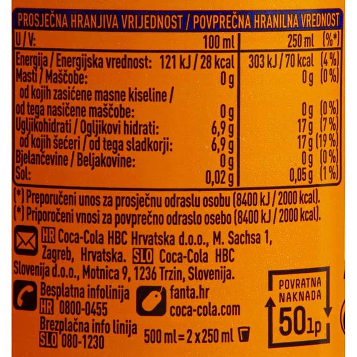 SOK GAZIRANI FANTA 0,5l PVC COCA COLA