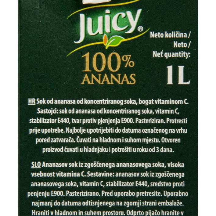 SOK JUICY 100% ANANAS 1l JAMNICA