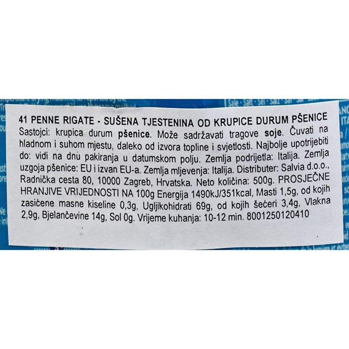 TIJESTO DE CECCO 500G PENNE RIGATE