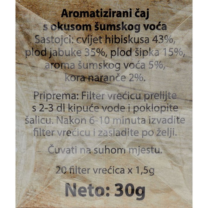 ČAJ FILTER VREĆICA ŠUMSKO VOĆE 30g AGRISTAR ULTRA