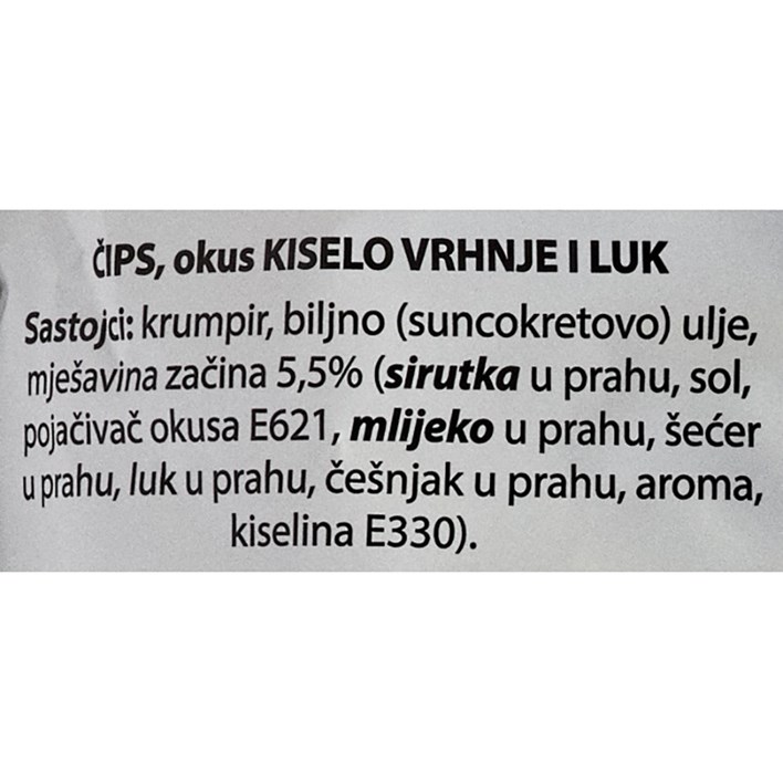 ČIPS REBRASTI LUK I VRHNJE 150g ULTRA