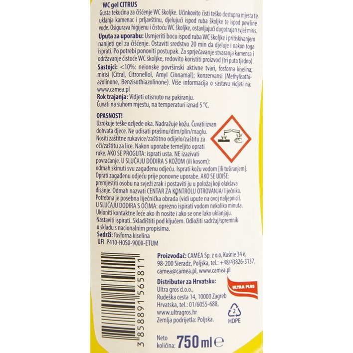 ČISTILO ZA WC ACTIVE GEL BREL CITRUS 750ml ULTRA