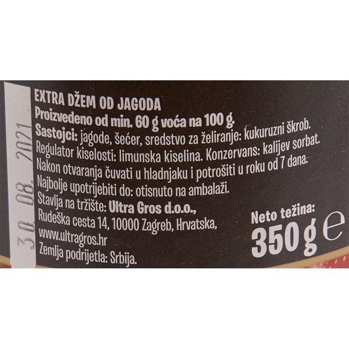 DŽEM PREMIUM JAGODA 350g ULTRA