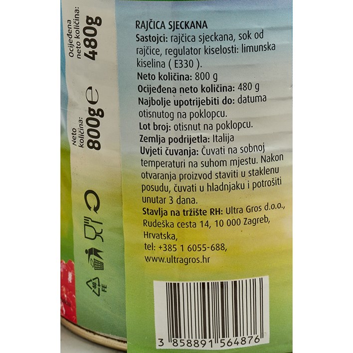 RAJČICA SJECKANA 800g VM2 ULTRA