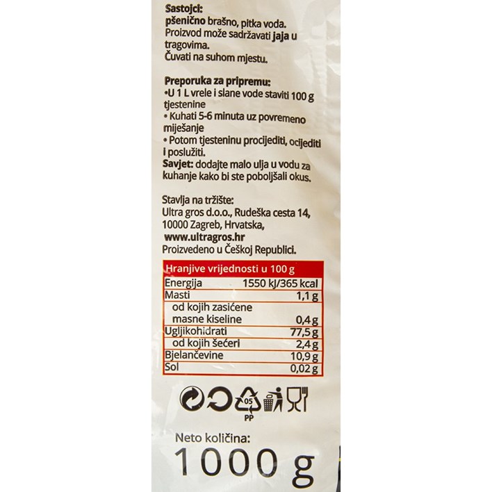 TJESTENINA FUSILLI 1000g ULTRA