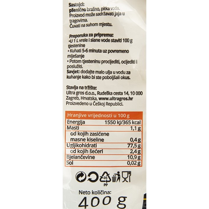 TJESTENINA FUSILI 400g ULTRA