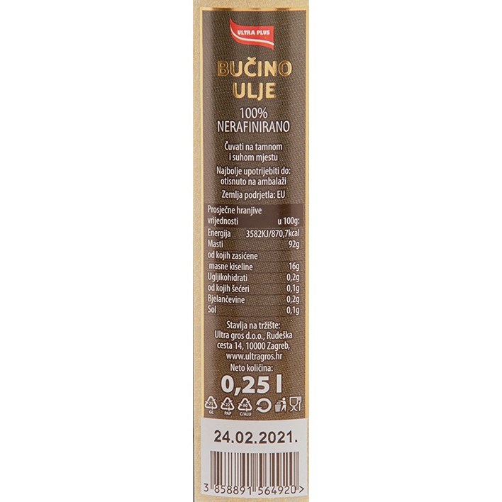 ULJE BUČINO 0,25l ULTRA