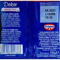 UKRAS ZA KOLAČE PERLE SREBRNE DEKOR SOFT 10g DR OETKER