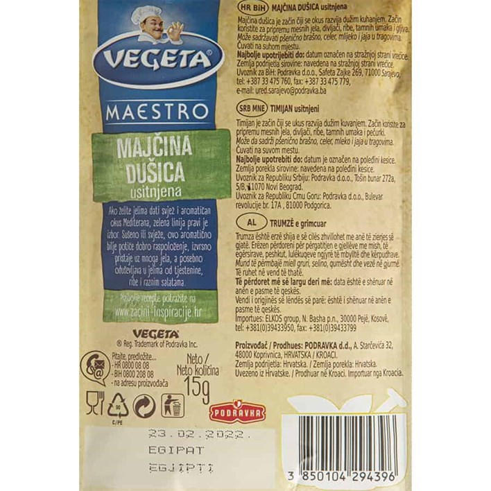 VEGETA MAESTRO MAJČINA DUŠICA 15g PODRAVKA