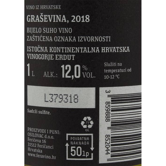 VINO BIJELO FERAVINO GRAŠEVINA 1l AWT