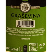 VINO BIJELO GRAŠEVINA 1l FIBIS