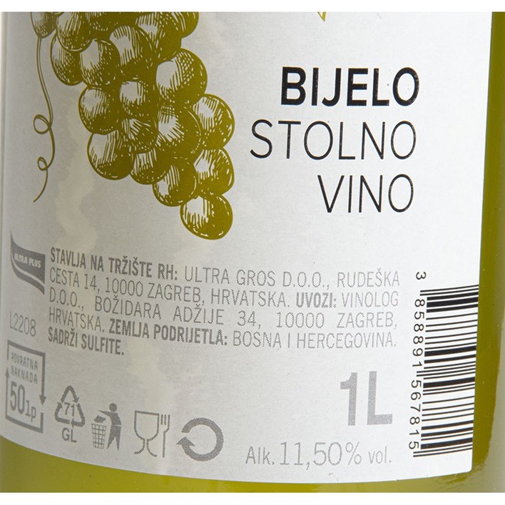 VINO BIJELO STOLNO 1l ULTRA