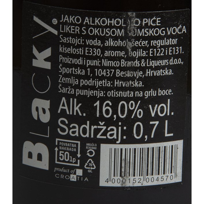 VODKA BLACKY ŠUMSKO VOĆE 0,7l FIBIS