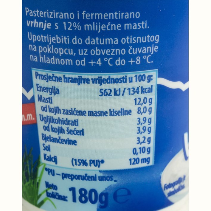 VRHNJE KISELO DOMAĆA KRAVICA 12% 180g VINDIJA ULTRA