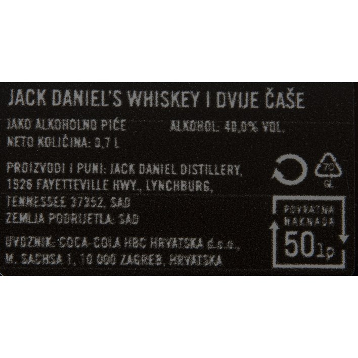 WHISKY JACK DANIELS 0,7l + ČAŠE COCA COLA