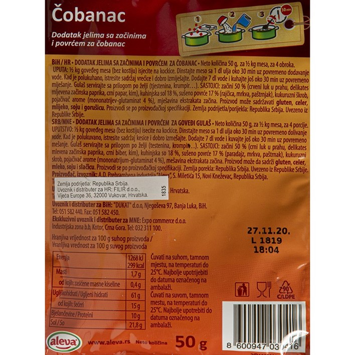 ZAČIN ALEVA ZA ČOBANAC 50g FILIR