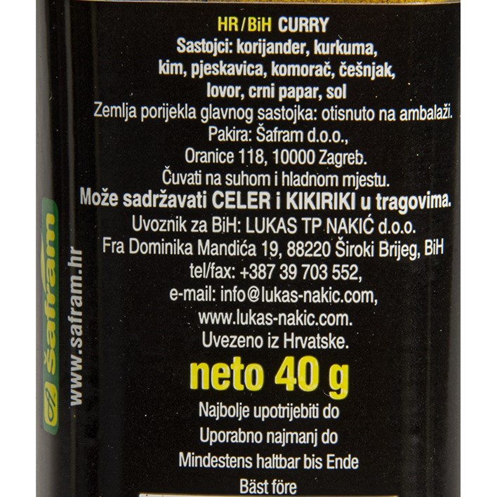 ZAČIN CURRY 40g BOČICA ŠAFRAM