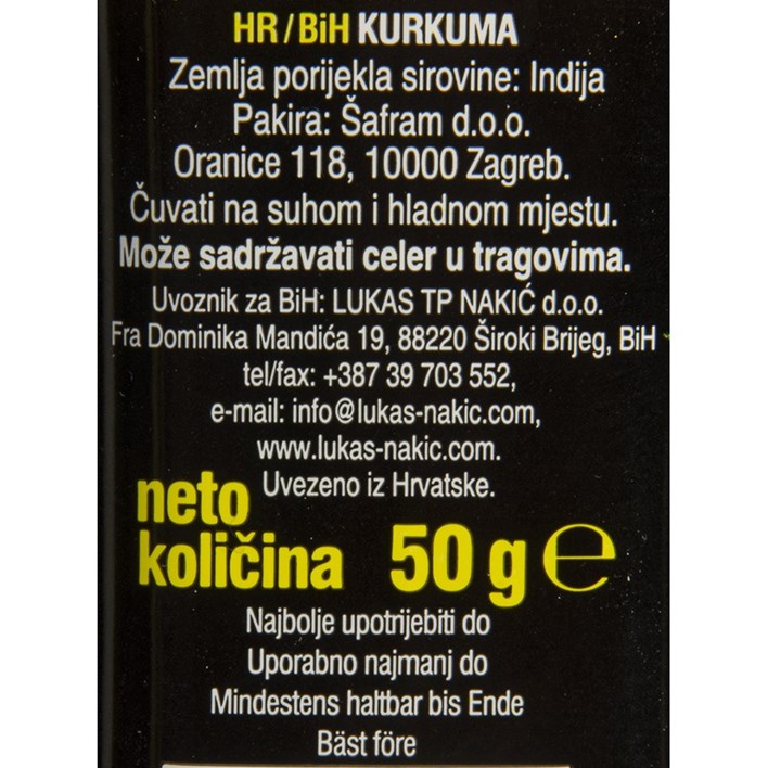 ZAČIN KURKUMA 50g BOČICA ŠAFRAM