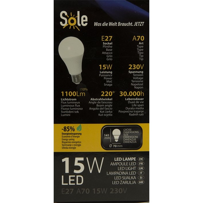 ŽARULJA SOLE LED 15W E27 POST PLUS