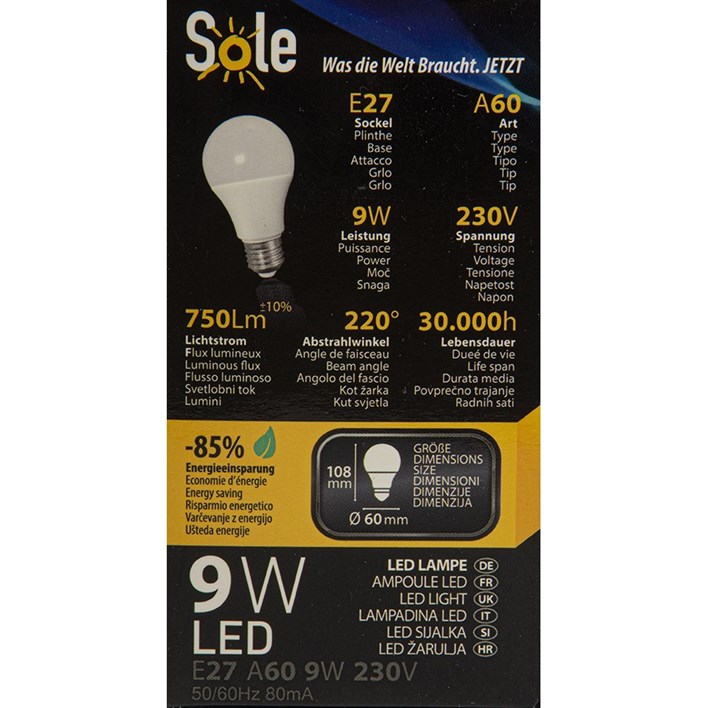 ŽARULJA SOLE LED 9W E27 POST PLUS