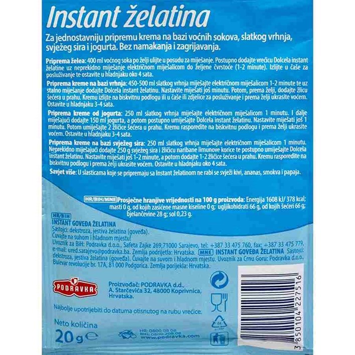 ŽELATINA INSTANT 20g PODRAVKA